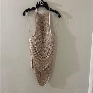 Zara Beige Backless Draped Dress